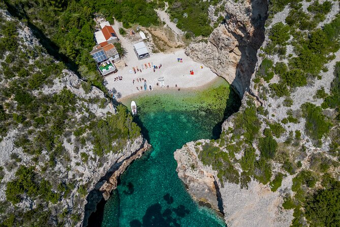 Blue Cave and Hvar 5 Islands speedboat tour | from Split&Trogir - Stiniva Cove: a short swim window at one of the dramatic beaches