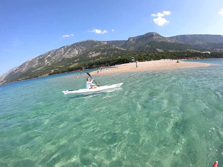 Bol: Zlatni Rat Beach Kayak Tour with Snorkeling - Zlatni rat from a kayak: the view you cannot get from shore
