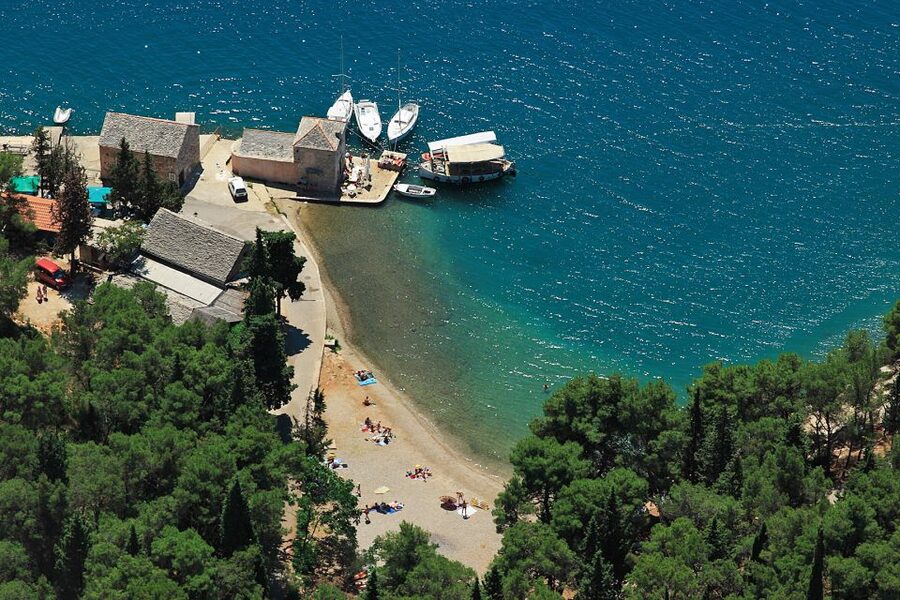 From Brač: Panoramic Flight over Brač, Hvar, Šolta, & Split - Hvar Channel to Šolta: cliffs, fishing villages, and Stomorska