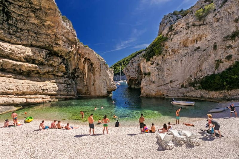 From Hvar: Blue Cave and Pakleni Islands Group Tour - Green Cave near Vis: the easy entry and the best first swim