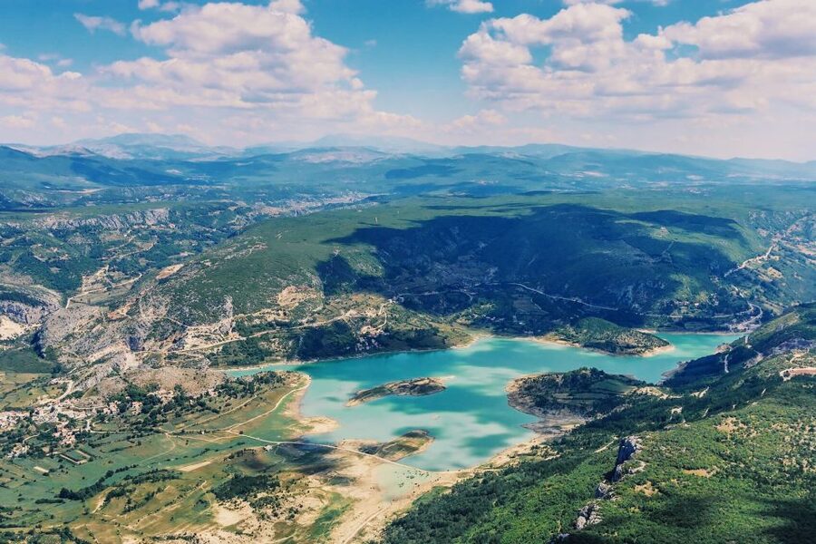 From Sinj: Flight Over Imotski, Trilj, Omiš, and Split - Trilj Along the River: The Town, the Pattern, and the Feel of the Valley