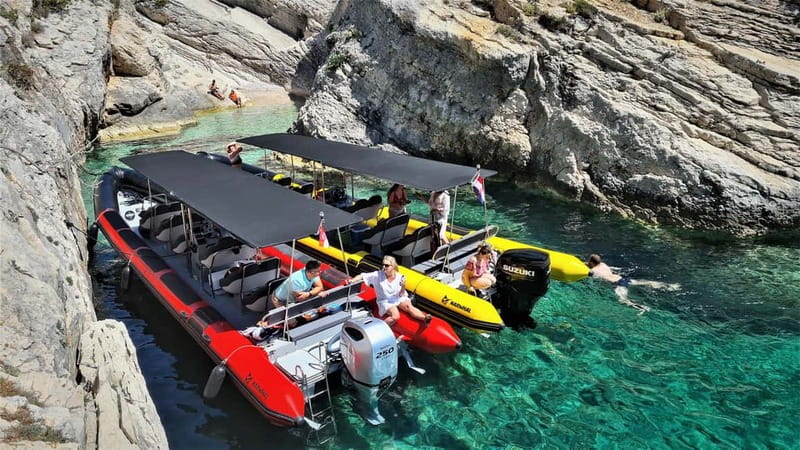 From Split: Blue Cave, Hvar, Mamma Mia, 5 Islands boat Tour - Stiniva area: the best beach views usually come with a pause