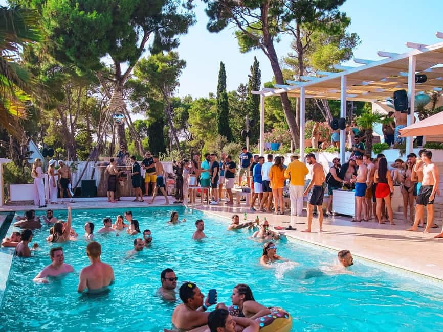 From Split: Brač Island Beach Bar and Pool Party - 1:00 PM at Dock Bar, then the 1:30 PM boat to Brač