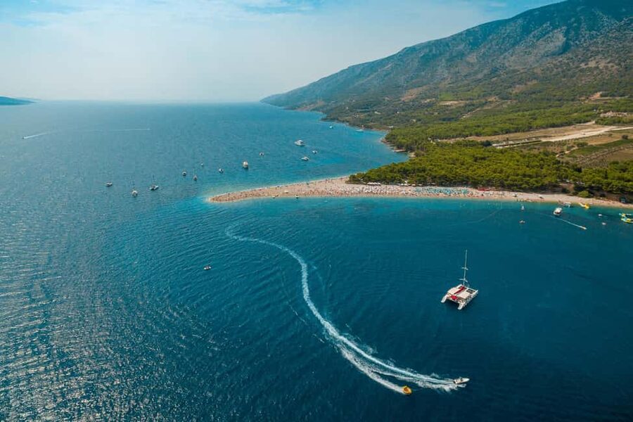 From Split: Catamaran Cruise to Golden Horn & Brač island. - Starting from Split: Summer Blues, dock no. 4, and the first hour at sea