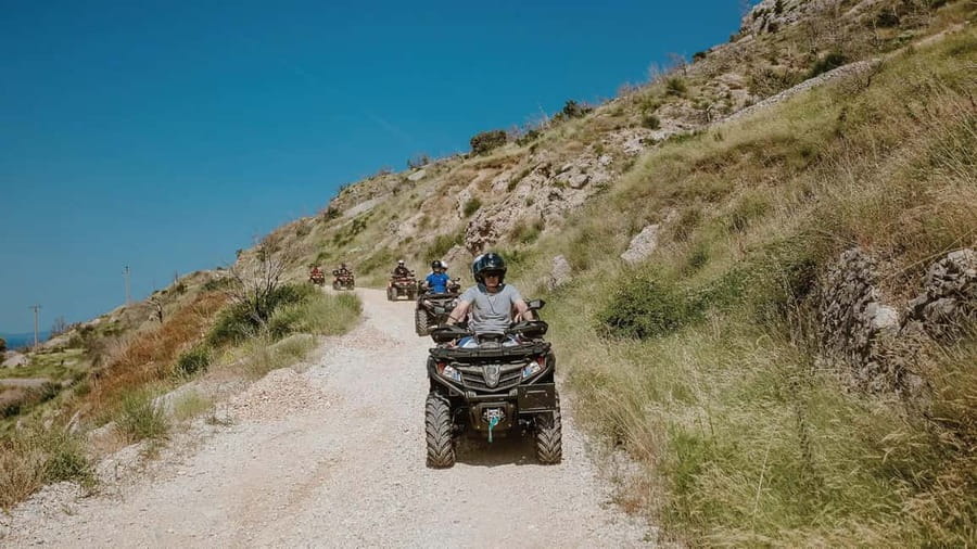 Omiš/Split Expedition: 65 km Quad Tour to Hidden Waterfalls - Zadvarje and Velika Gubavica: the coffee plus the big view
