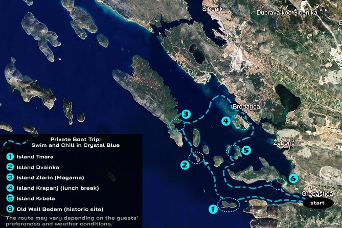Private Boat Trip - Swim and Chill in Crystal Blue Šibenik - How the route flows: swim time, Krapanj, then more islands