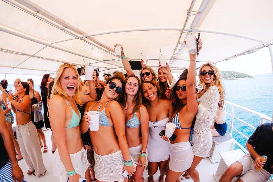 Split: Blue Lagoon Boat Party with Slide, Dj and After Party - Stop 1 and Stop 2: The Yacht Segment Before the First Swim
