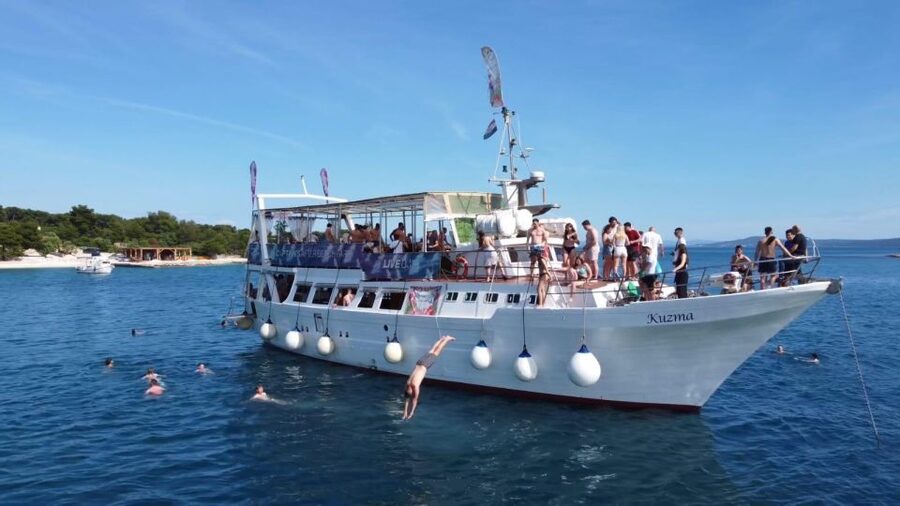 Split: Captain’s Boat Party – Blue Lagoon, DJ & Free Shots - Panoramic cruise around Split’s famous beaches on the way back