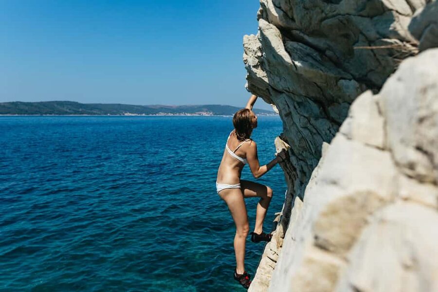 Split: Cliff Jumping & Deep Water Solo Tour - Gear Setup, Shoes by Size, and Guide Photos