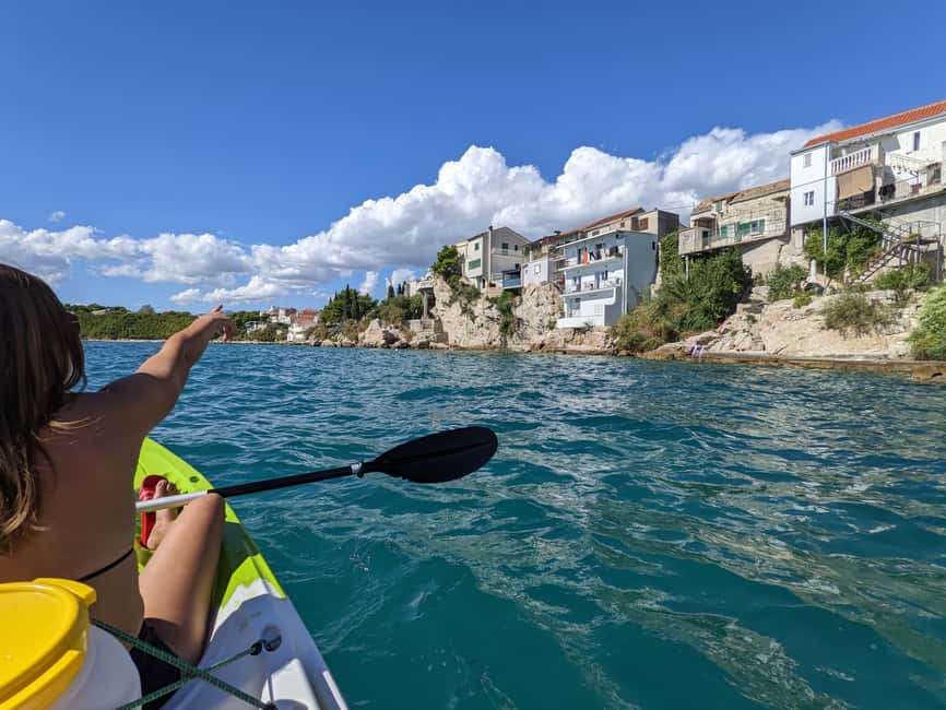 Split: Guided Kayak Adventure Tour - River calm on the Žrnovnica: shade, cool water, and mountain views