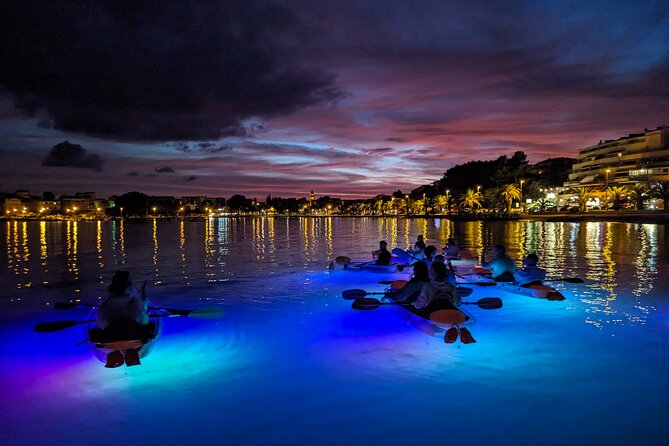 Transparent Kayak Glow Tour in Split - Paddling onto the Zrnovnica River: calm water and lit-up scenery